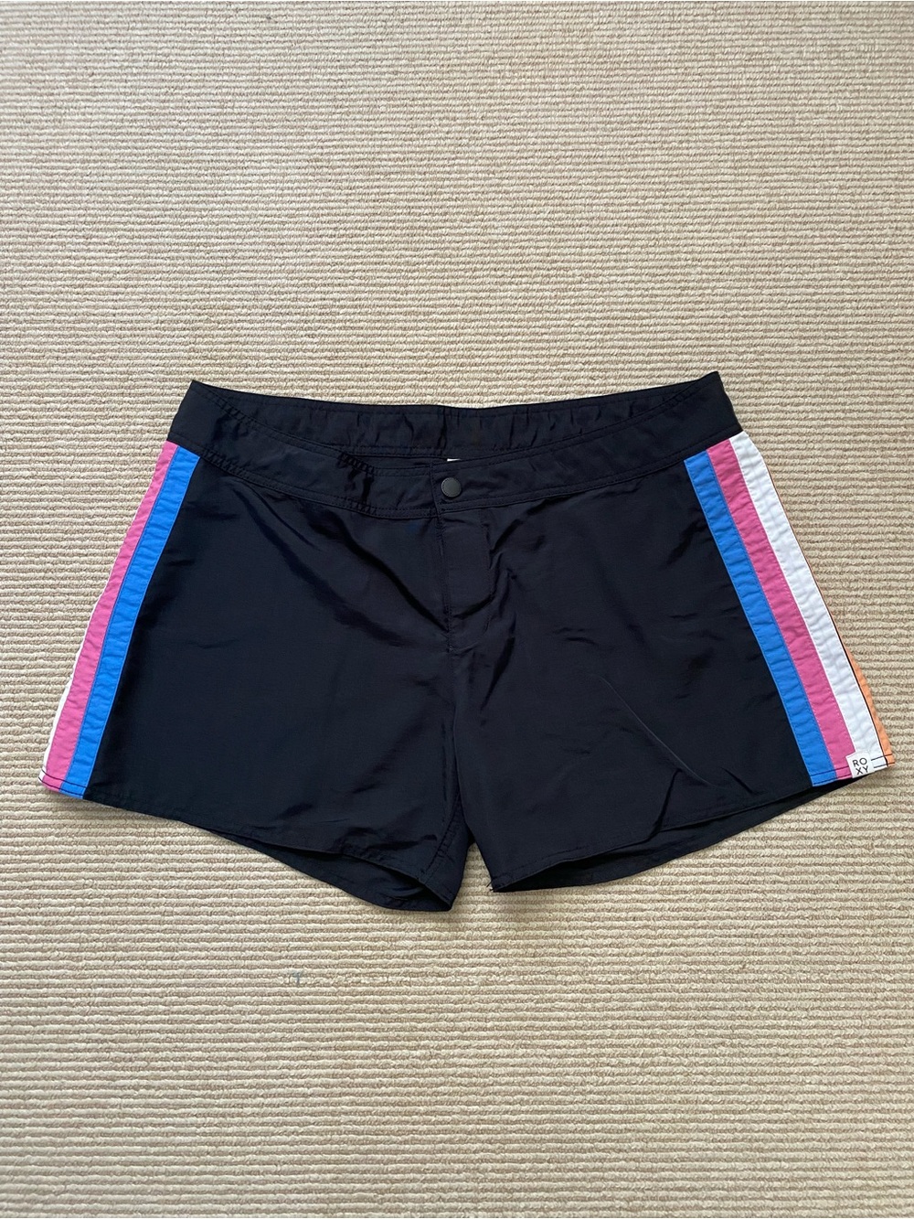 Roxy Black Board Shorts Swim Trunks w/ Side Stripes Beach Swimming size XL